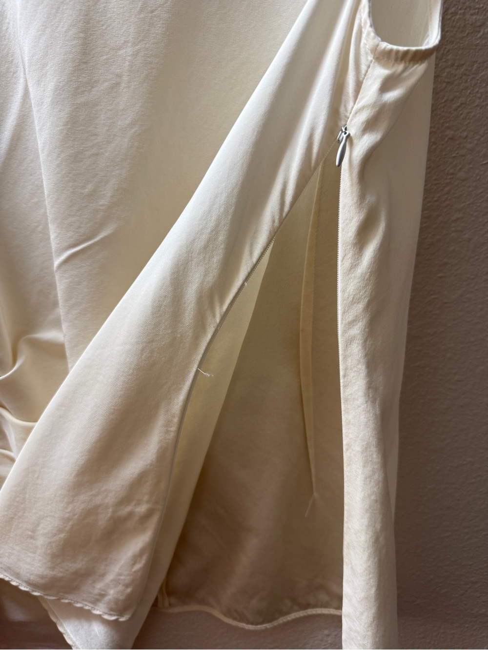 Lafayette 148 New York 100% Silk Blouse Top Size 14 Ivory Side Drape Rushed - Picture 6 of 11
